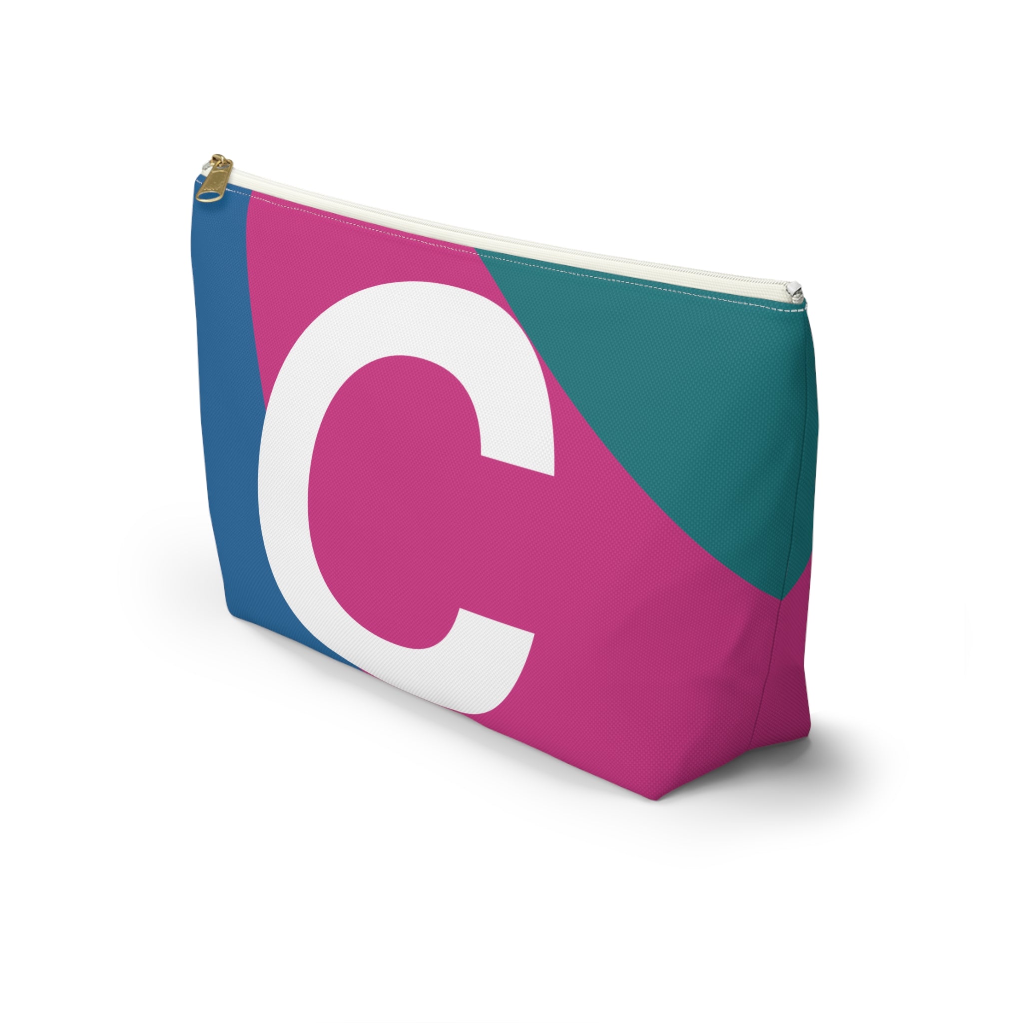 Initials Colorblock Accessory Pouch — Monogram C T-Bottom Cosmetic Bag
