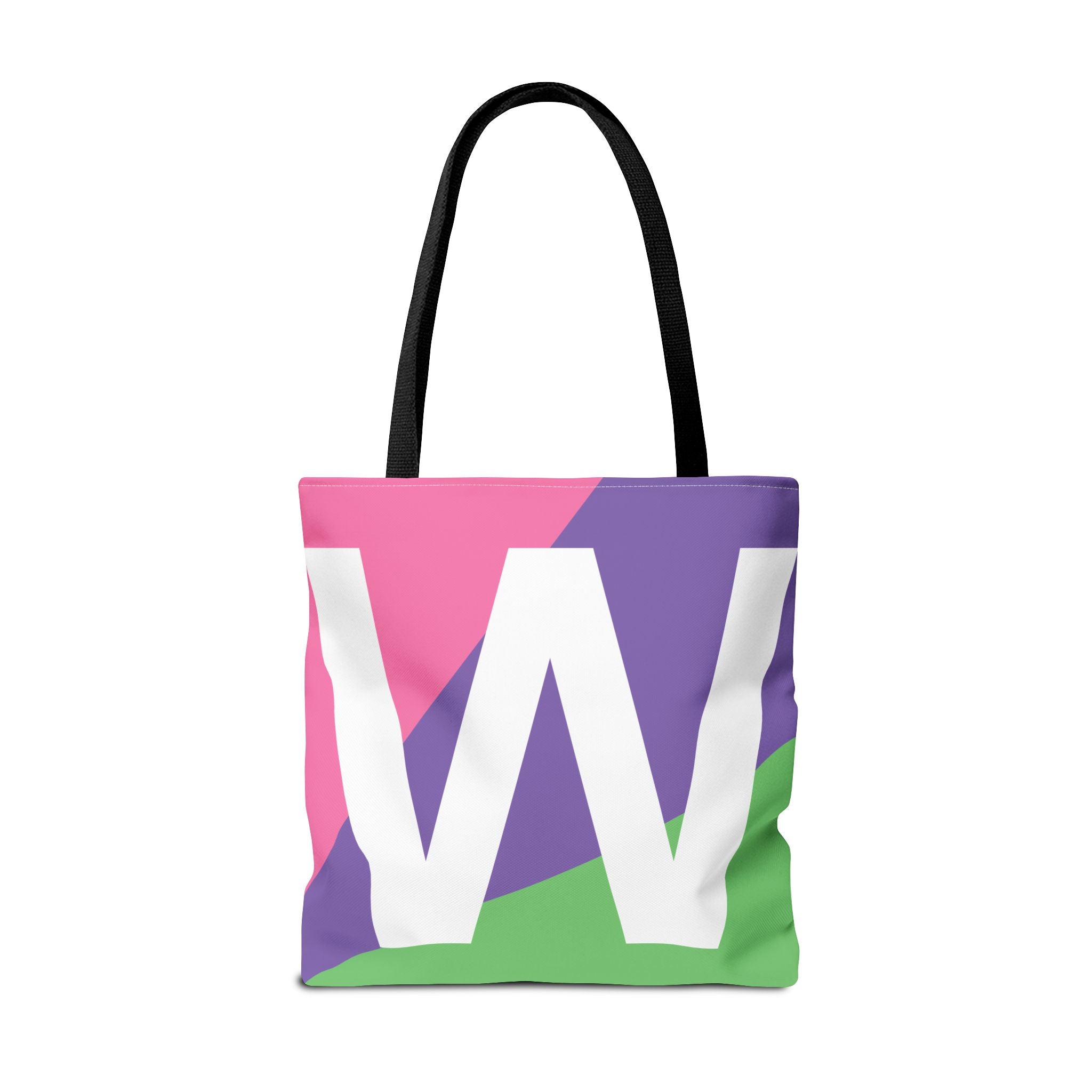 Monogram 'W' Colorblock Tote Bag — Personalized Initial W Shoulder Tote