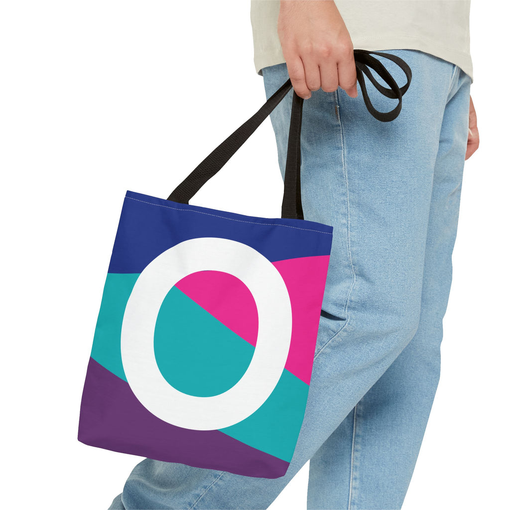 Monogram 'O' Colorblock Tote Bag — Personalized Initial O Shoulder Tote