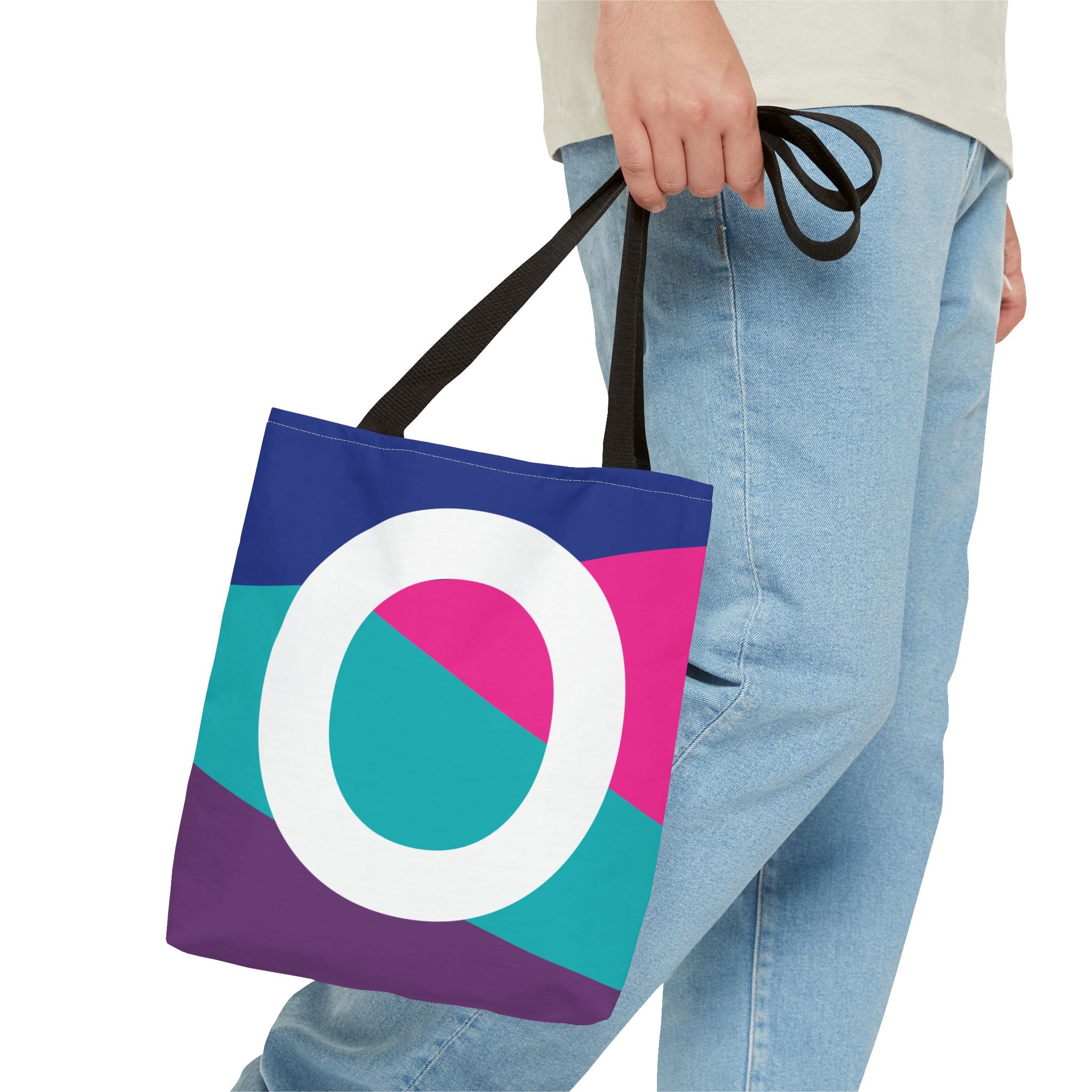 Monogram 'O' Colorblock Tote Bag — Personalized Initial O Shoulder Tote