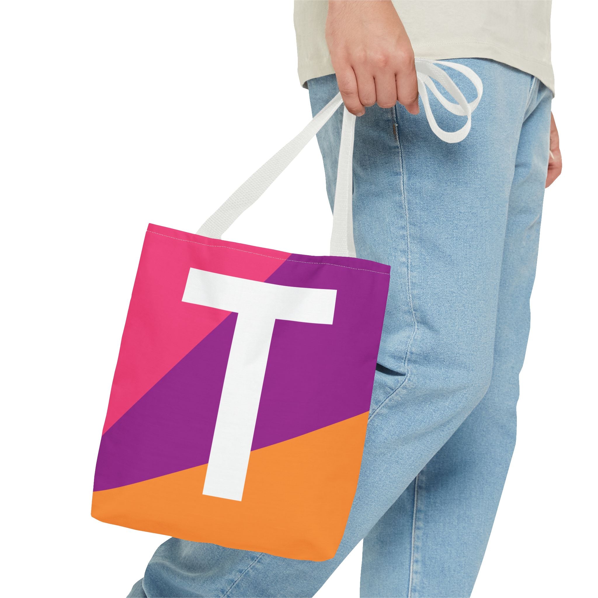 Monogram 'T' Colorblock Tote Bag — Personalized Initial T Shoulder Tote