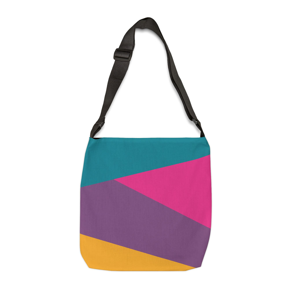 Colorblock Geometric Tote Bag — Adjustable Strap, Bright Abstract Pattern