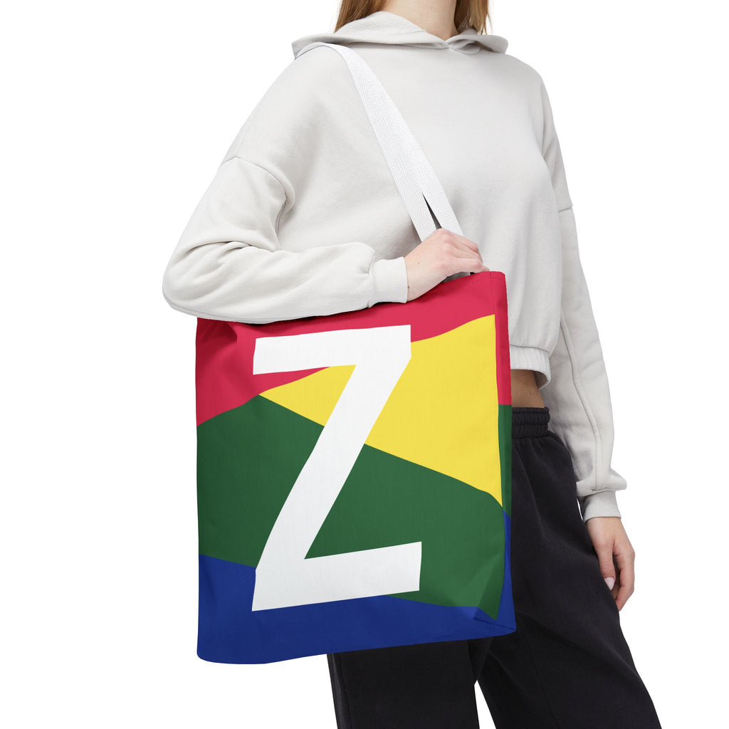 Monogram 'Z' Colorblock Tote Bag — Personalized Initial Z Shoulder Tote