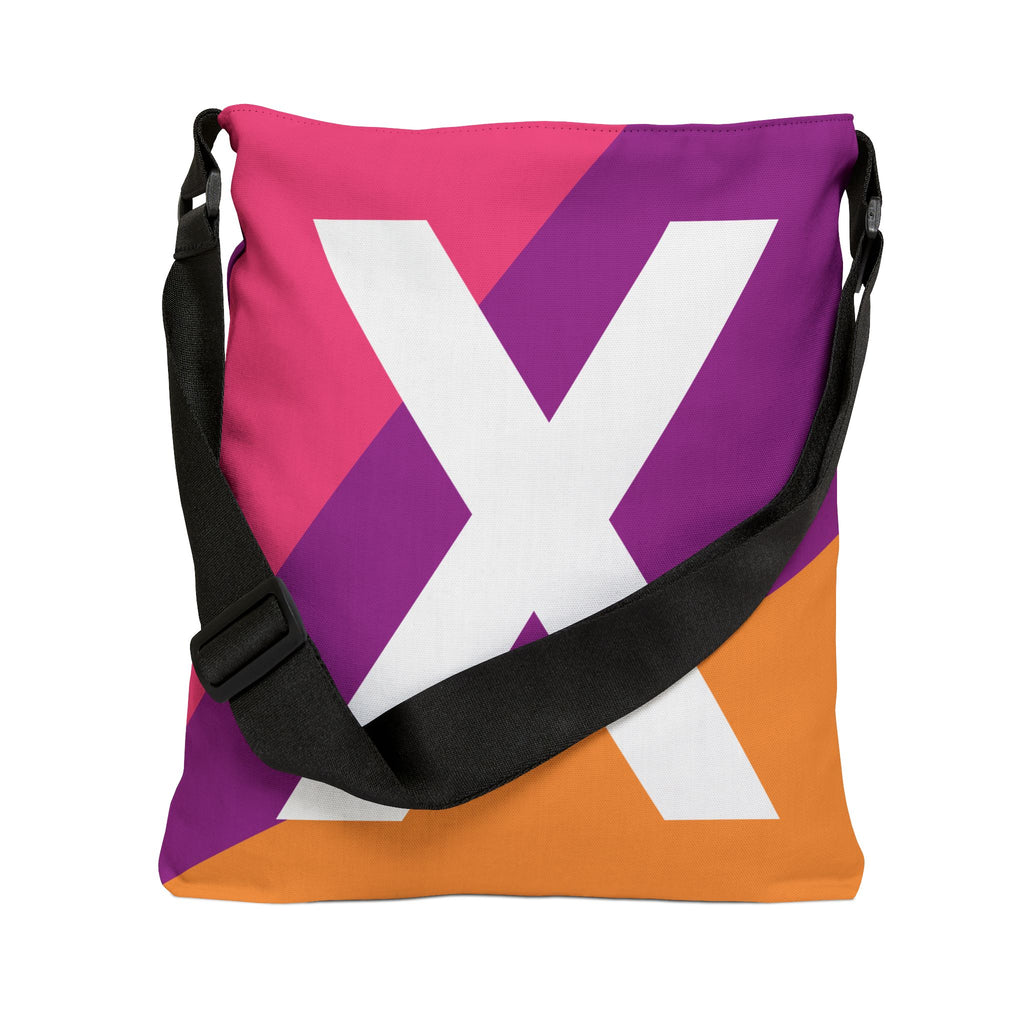Initial Letter 'X' Colorblock Adjustable Tote Bag — Monogram Alphabet Shoulder Bag