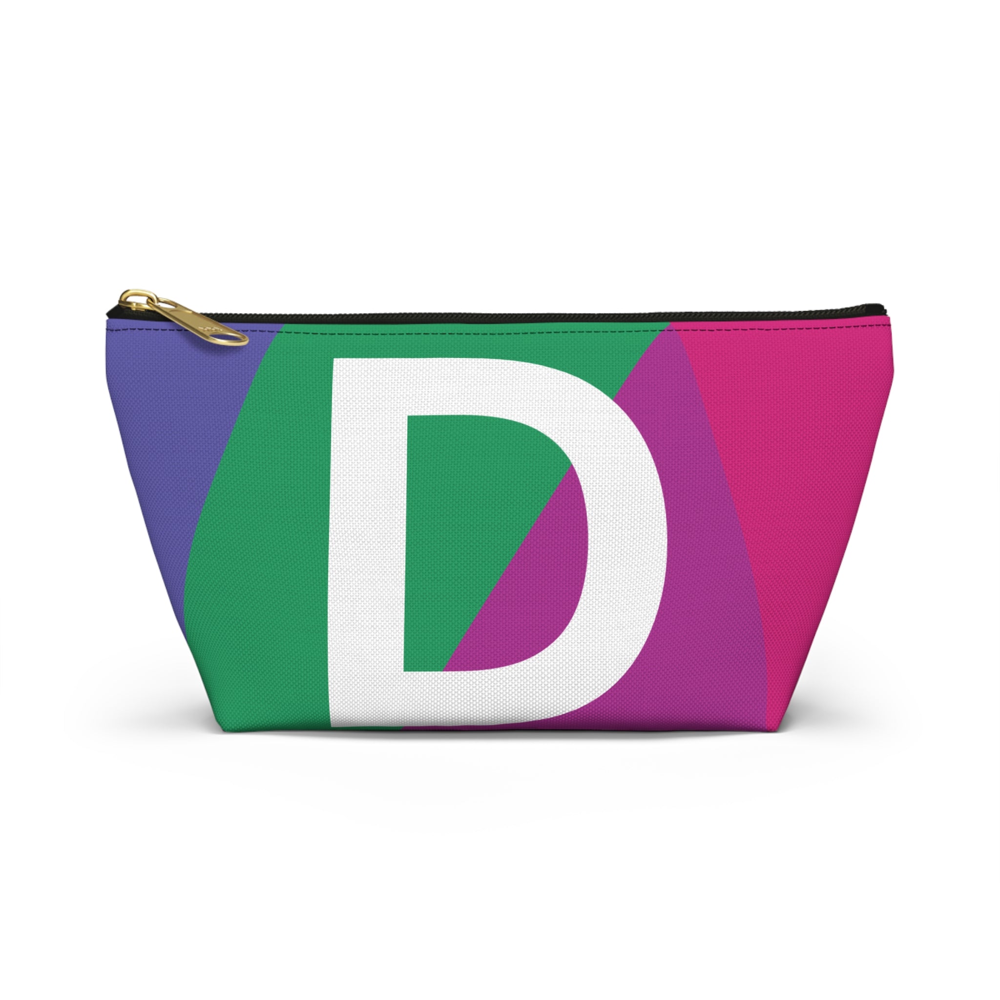 Initials Colorblock Accessory Pouch — Monogram D T-Bottom Cosmetic Bag