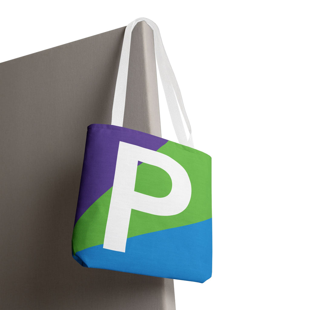 Monogram 'P' Colorblock Tote Bag — Personalized Initial P Shoulder Tote