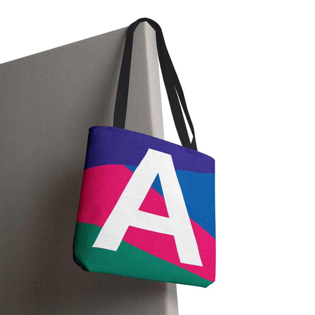 Monogram 'A' Colorblock Tote Bag — Personalized Initial A Shoulder Tote