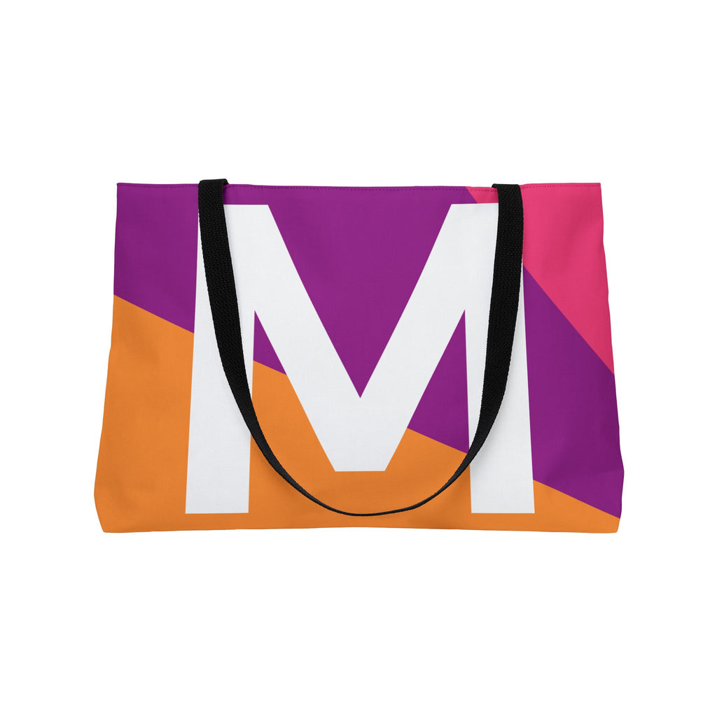 Personalized 'M' Colorblock Tote Bag — Monogram Weekender Tote