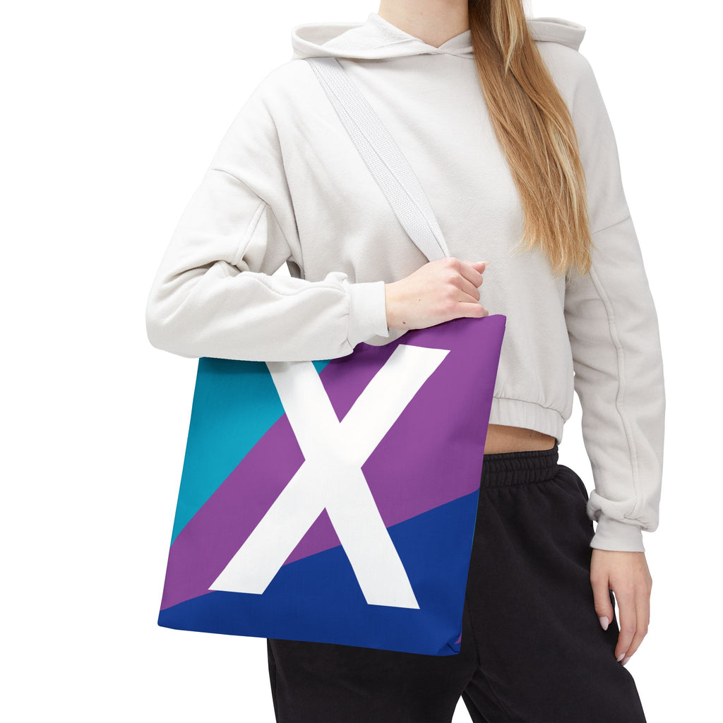 Monogram 'X' Colorblock Tote Bag — Personalized Initial X Shoulder Tote