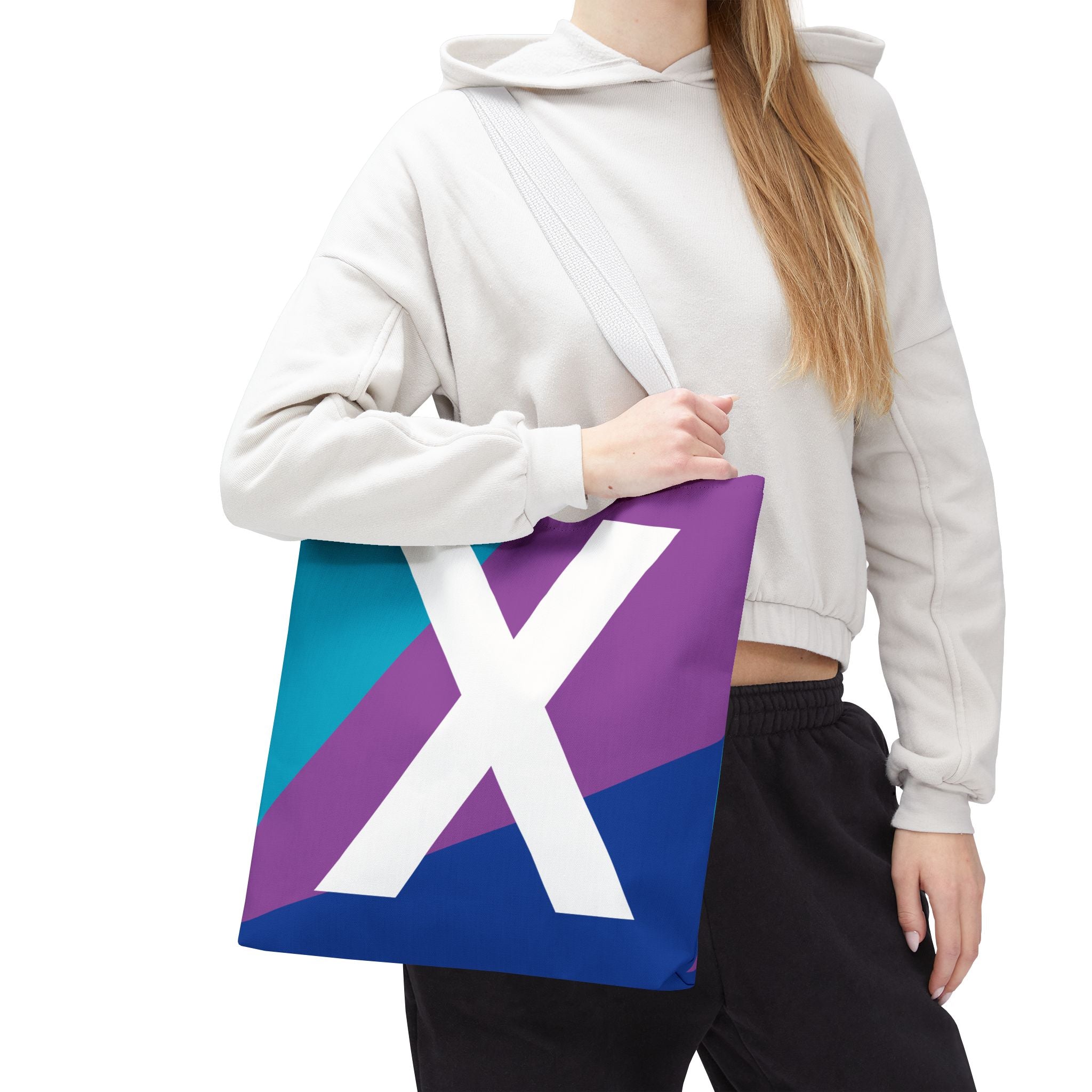 Monogram 'X' Colorblock Tote Bag — Personalized Initial X Shoulder Tote