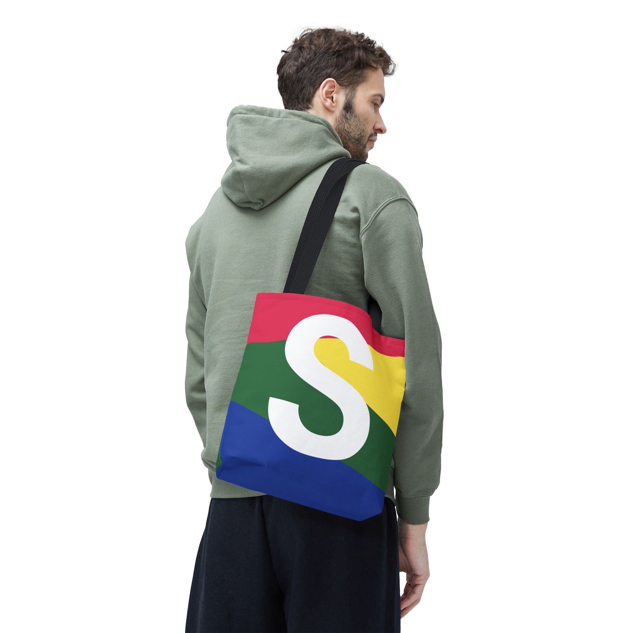 Monogram 'S' Colorblock Tote Bag — Personalized Initial S Shoulder Tote