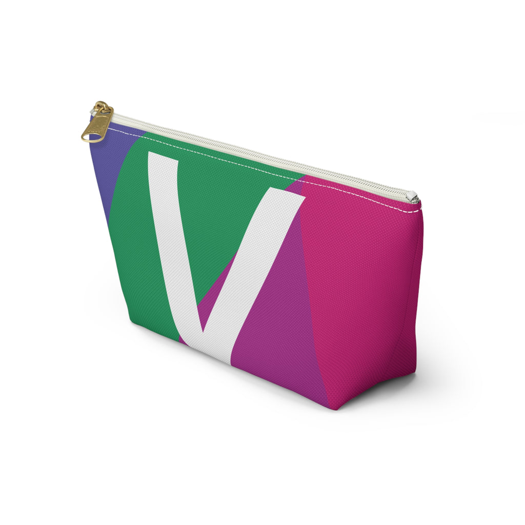 Initials Colorblock Accessory Pouch — Monogram V T-Bottom Cosmetic Bag