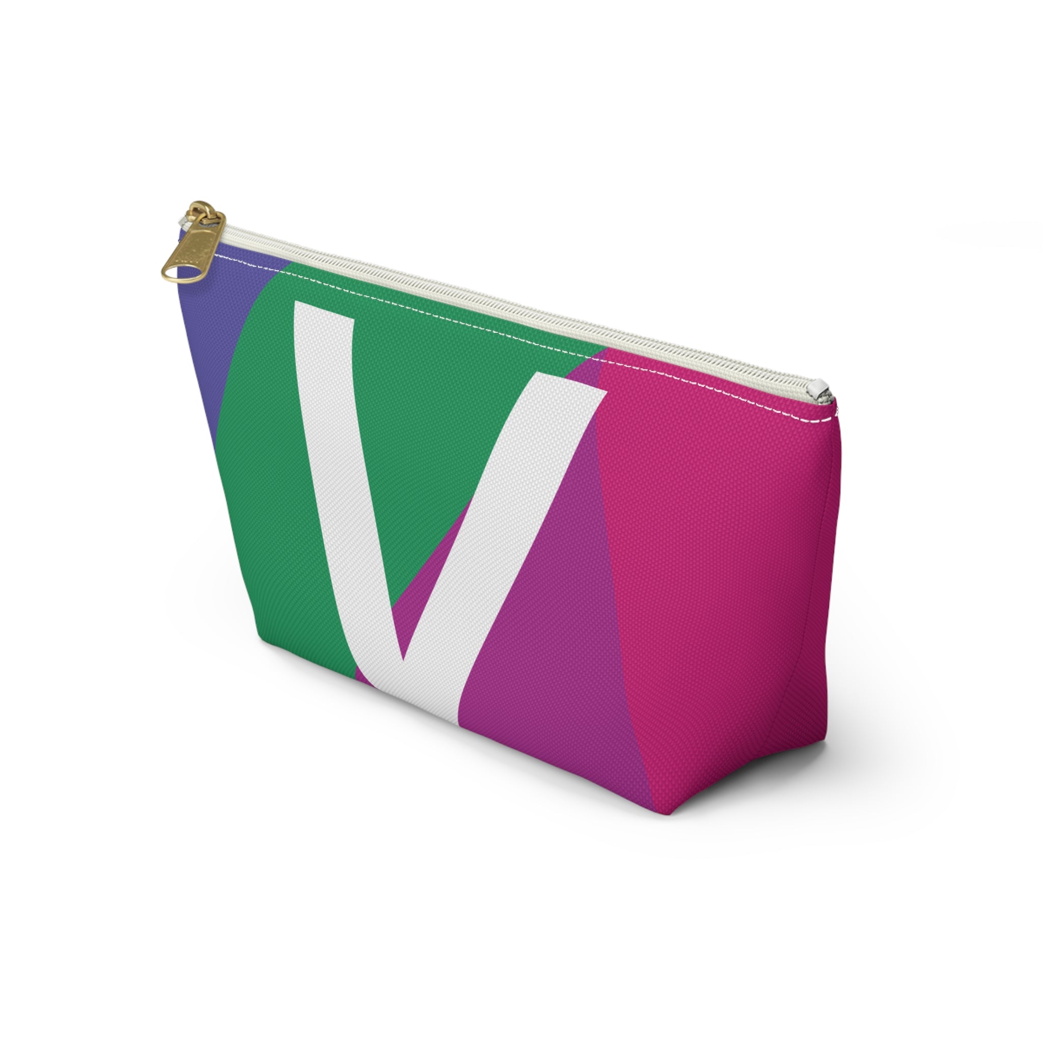Initials Colorblock Accessory Pouch — Monogram V T-Bottom Cosmetic Bag