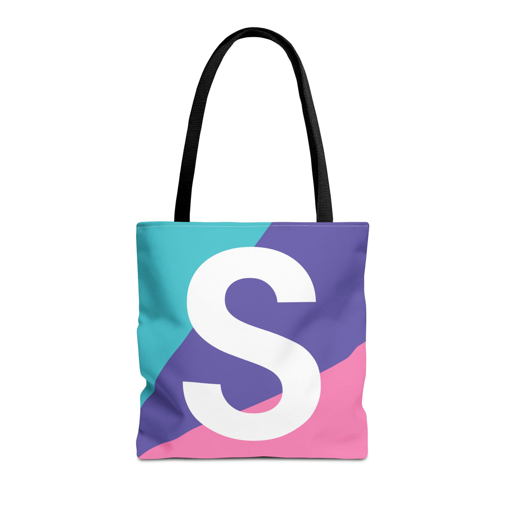 Monogram 'S' Colorblock Tote Bag — Personalized Initial S Shoulder Tote