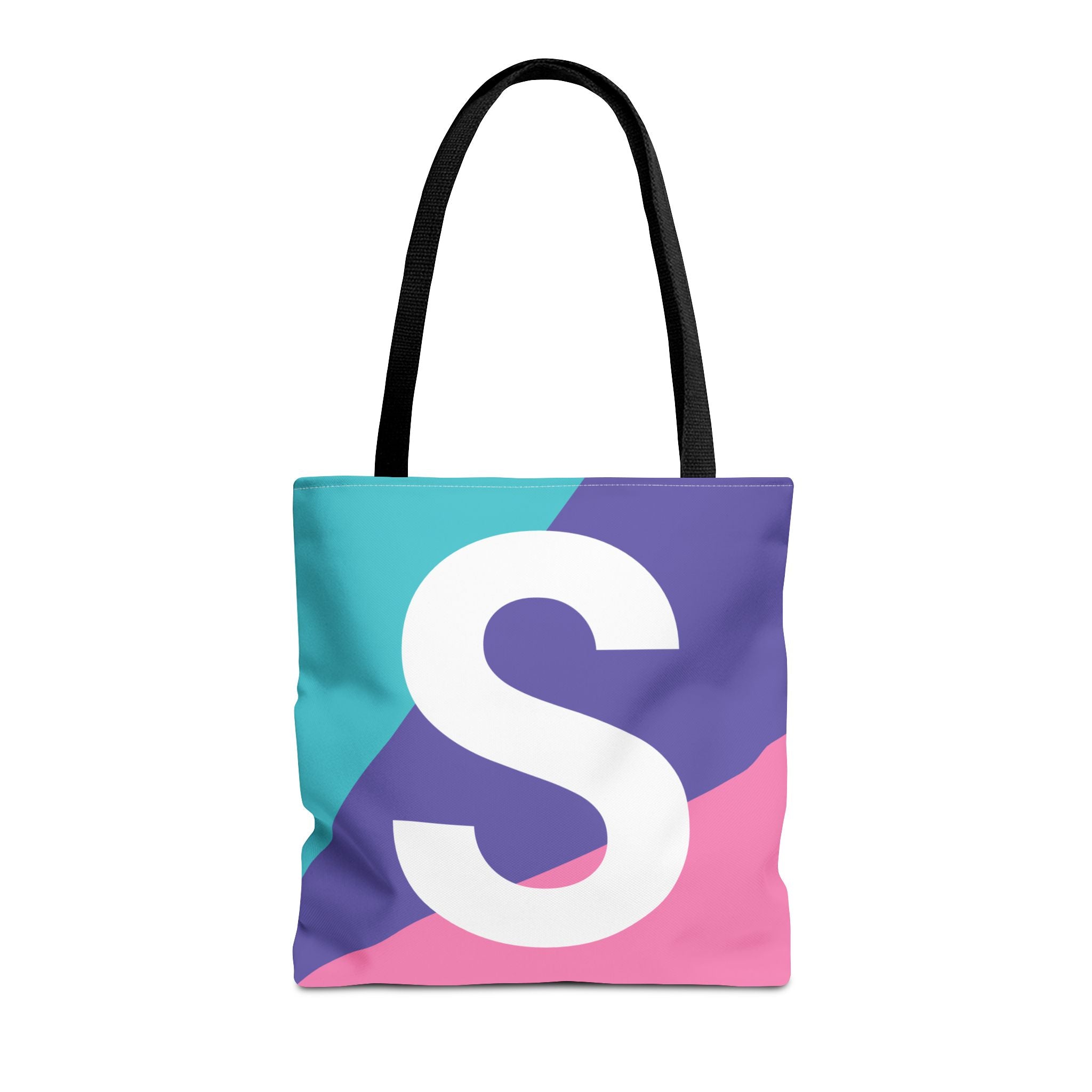 Monogram 'S' Colorblock Tote Bag — Personalized Initial S Shoulder Tote