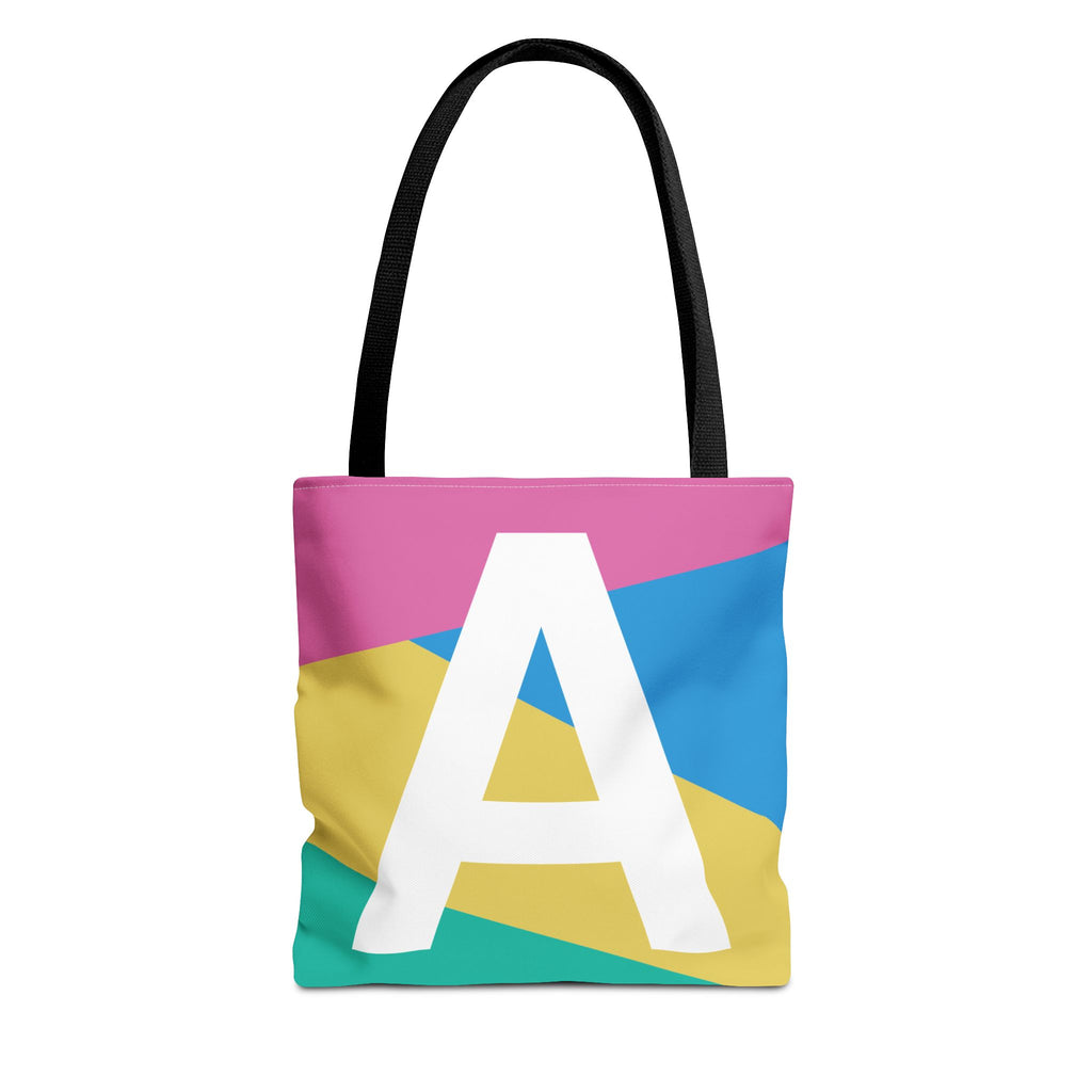 Monogram 'A' Colorblock Tote Bag — Personalized Initial A Shoulder Tote