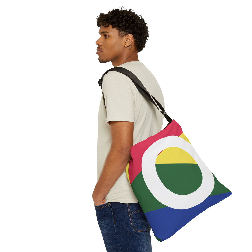 Initial Letter 'O' Colorblock Adjustable Tote Bag — Monogram Alphabet Shoulder Bag