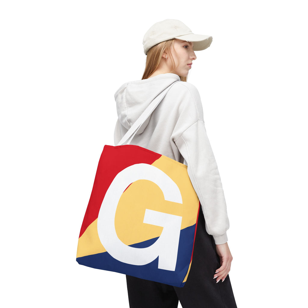 Monogram 'G' Colorblock Tote Bag — Personalized Initial G Shoulder Tote