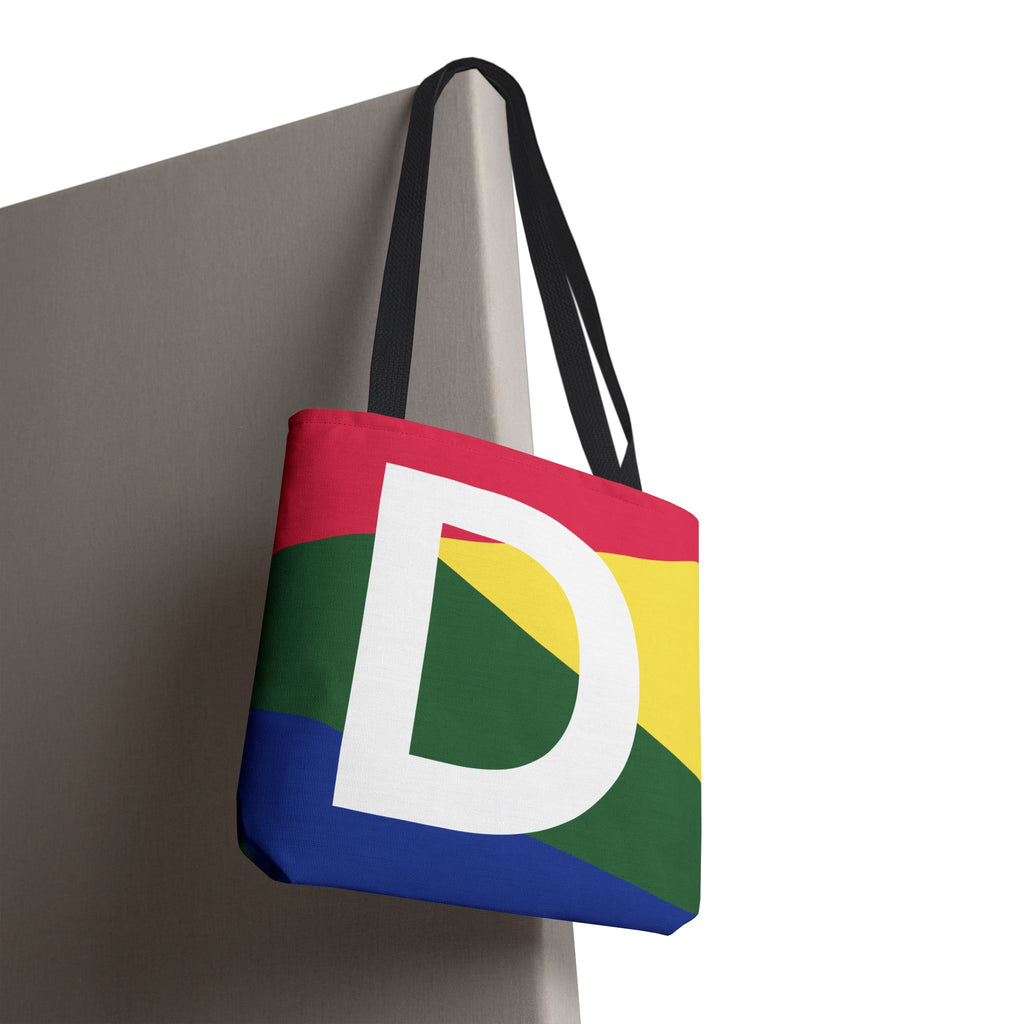 Monogram 'D' Colorblock Tote Bag — Personalized Initial D Shoulder Tote