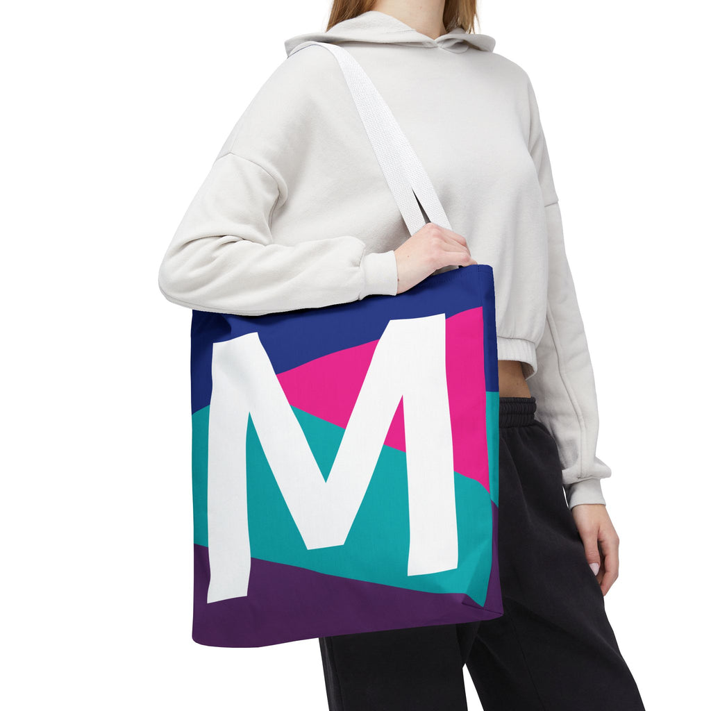 Monogram 'M' Colorblock Tote Bag — Personalized Initial L Shoulder Tote