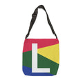 Initial Letter 'L' Colorblock Adjustable Tote Bag — Monogram Alphabet Shoulder Bag