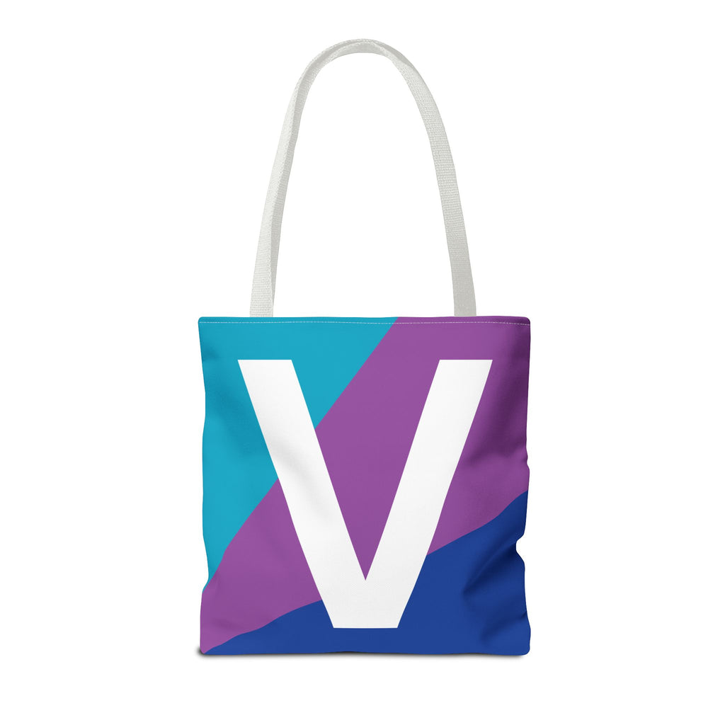 Monogram 'V' Colorblock Tote Bag — Personalized Initial V Shoulder Tote