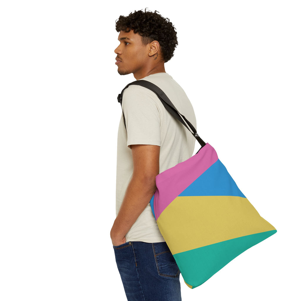 Colorblock Geometric Tote Bag — Adjustable Strap, Bright Abstract Pattern