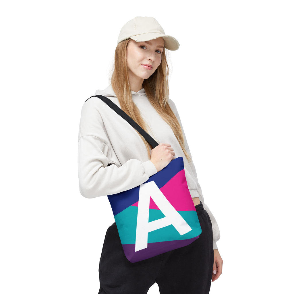 Monogram 'A' Colorblock Tote Bag — Personalized Initial A Shoulder Tote