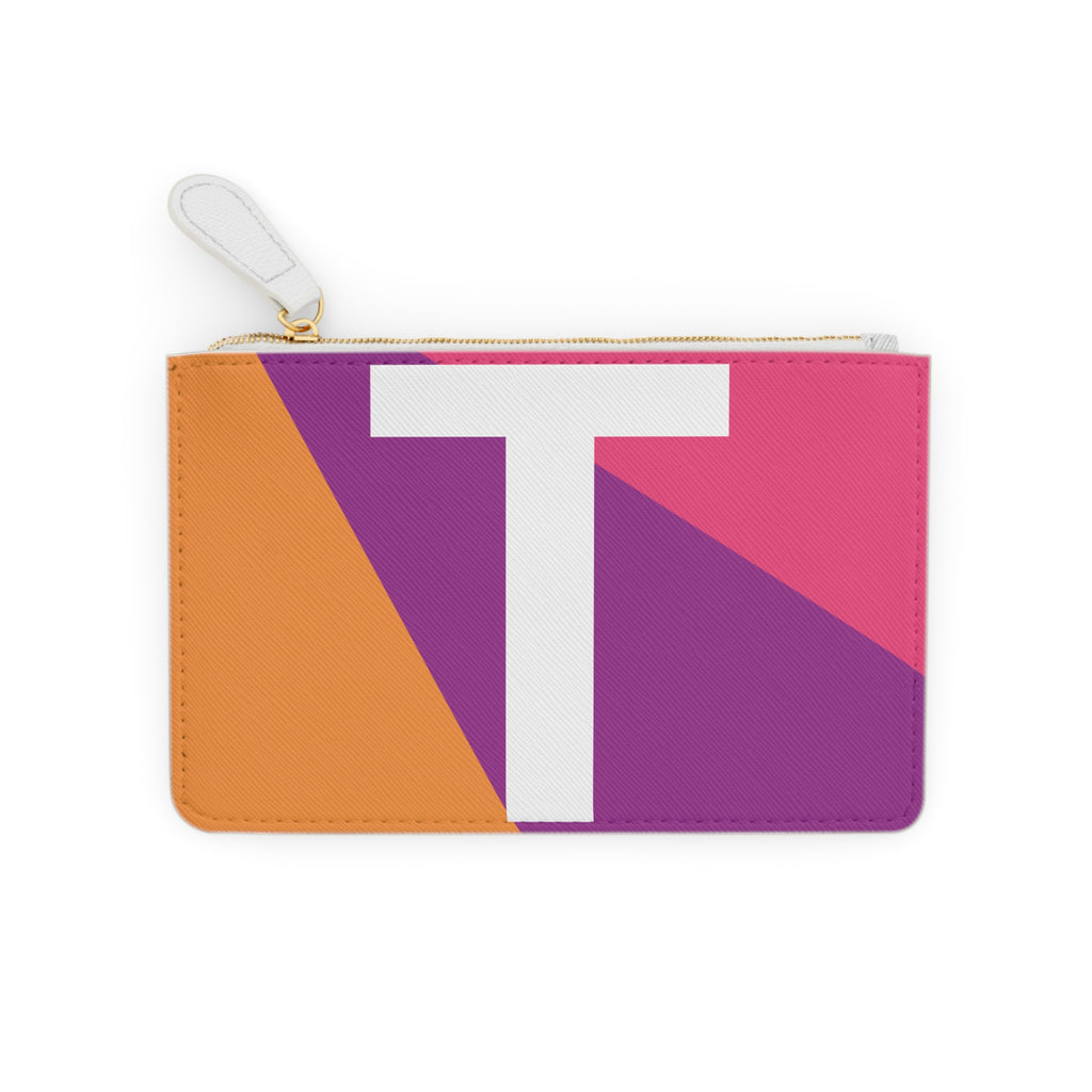 Initial T Mini Clutch — Colorblock Monogram Wristlet Wallet