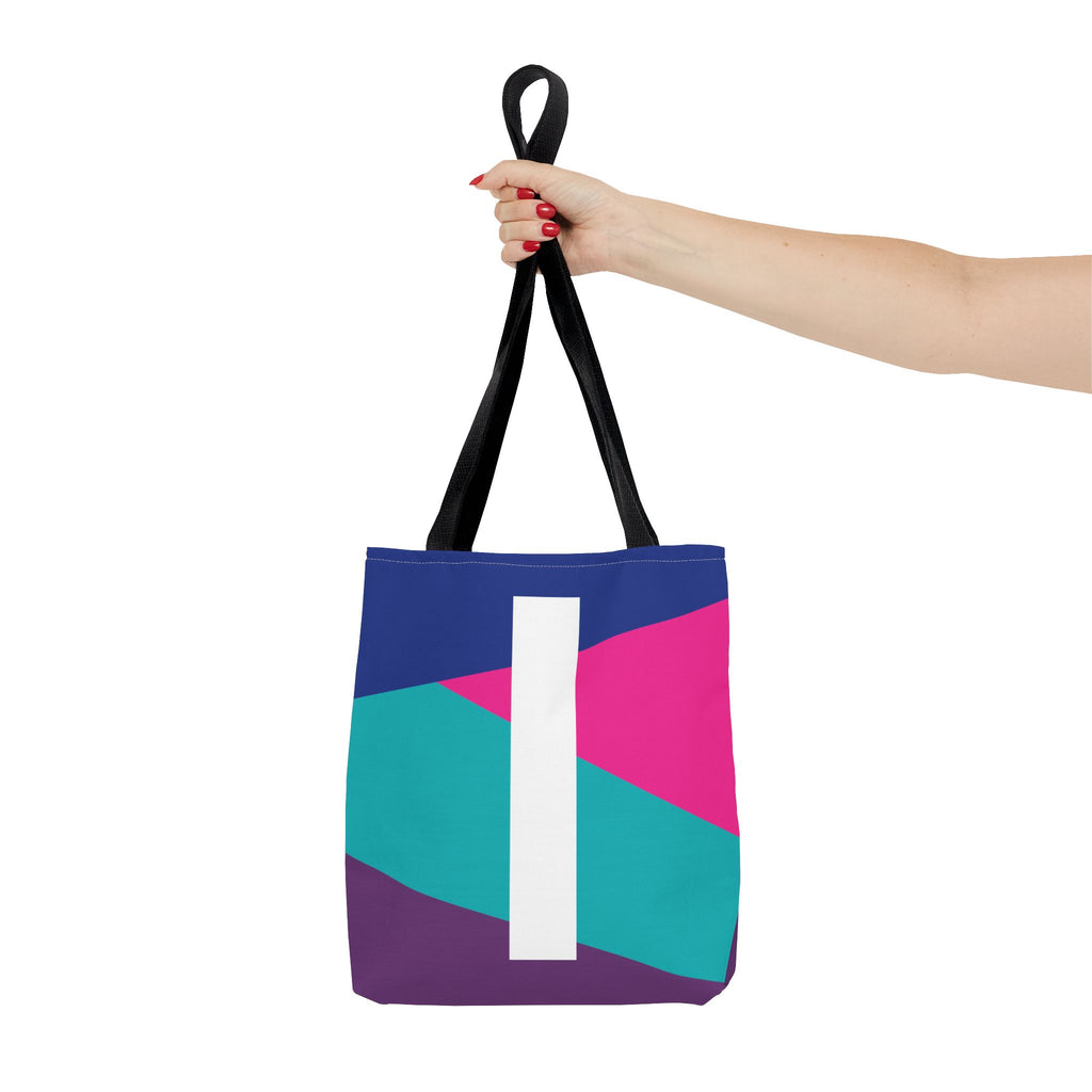 Monogram 'I' Colorblock Tote Bag — Personalized Initial I Shoulder Tote