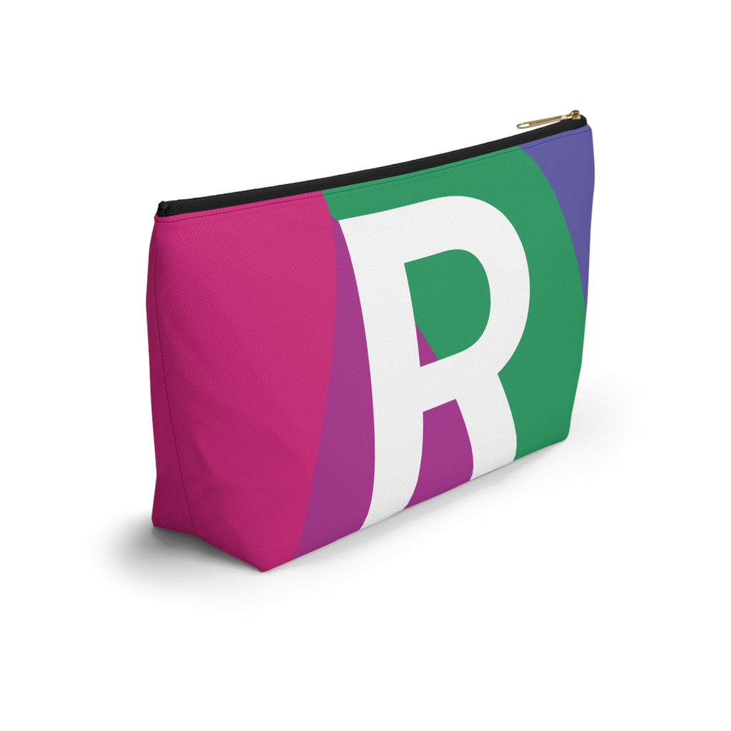 Initials Colorblock Accessory Pouch — Monogram R T-Bottom Cosmetic Bag
