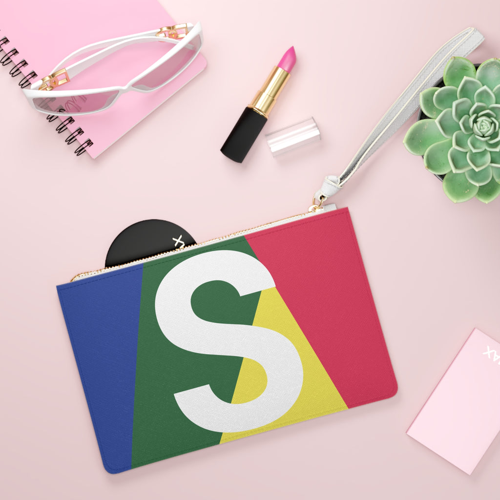 Monogram 'S' Colorblock Clutch Bag — Bold Geometric Wristlet for Everyday & Gifts