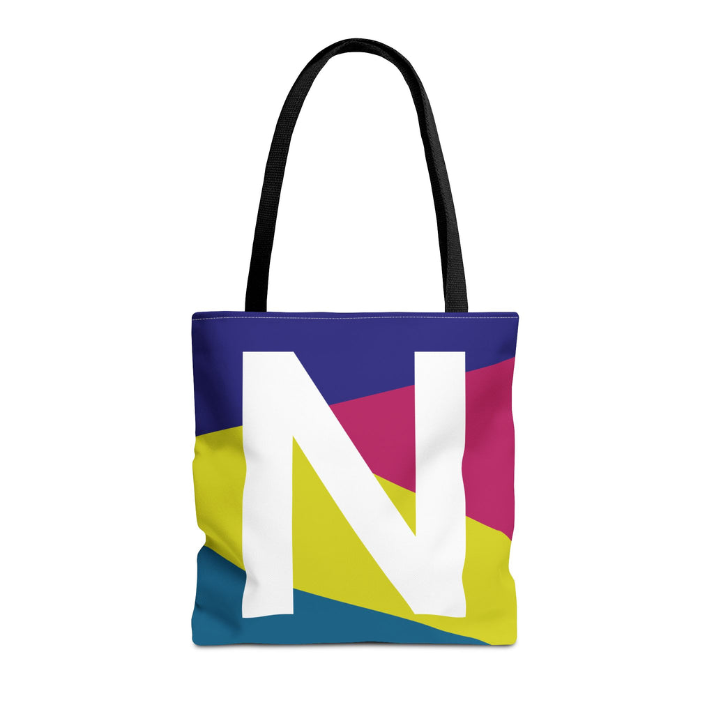 Monogram 'N' Colorblock Tote Bag — Personalized Initial N Shoulder Tote