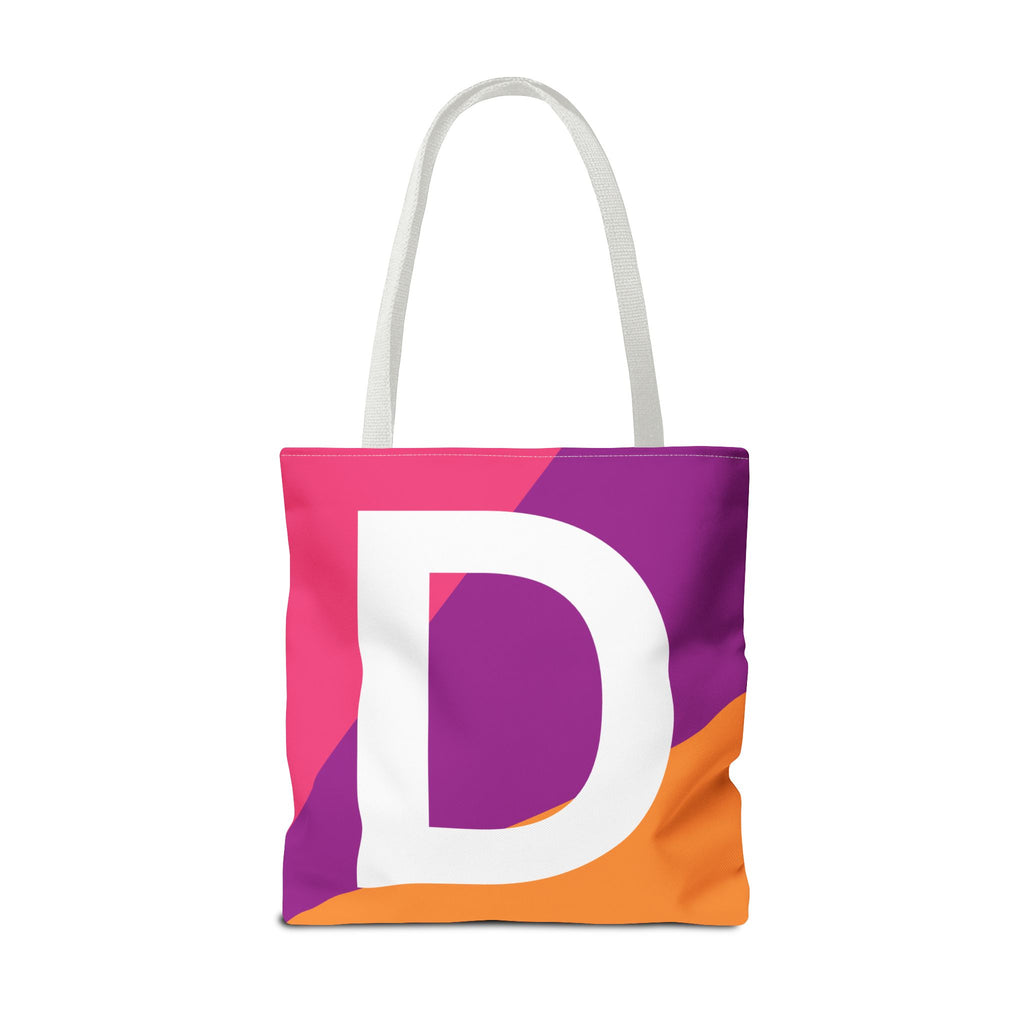 Monogram 'D' Colorblock Tote Bag — Personalized Initial D Shoulder Tote