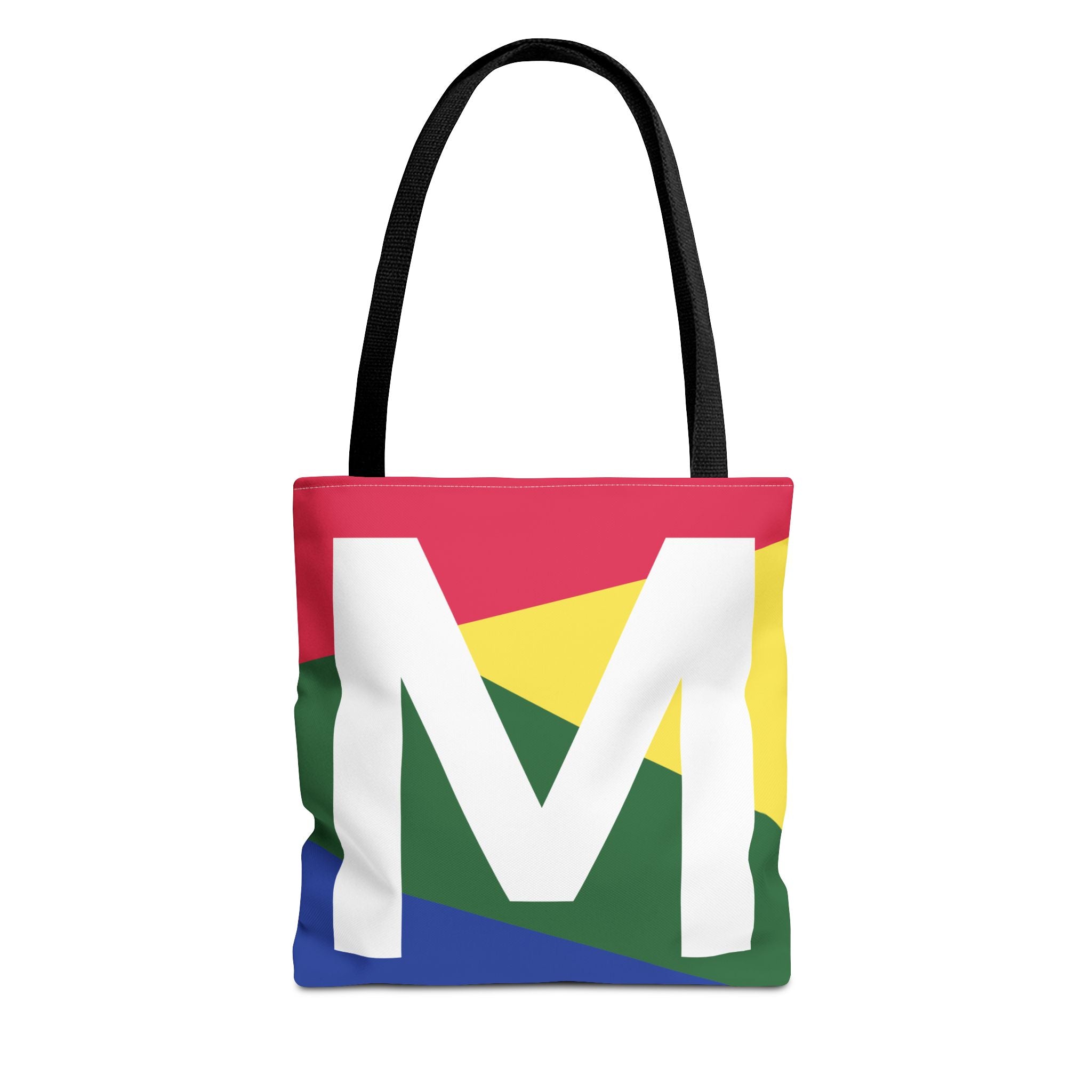 Monogram 'M' Colorblock Tote Bag — Personalized Initial M Shoulder Tote