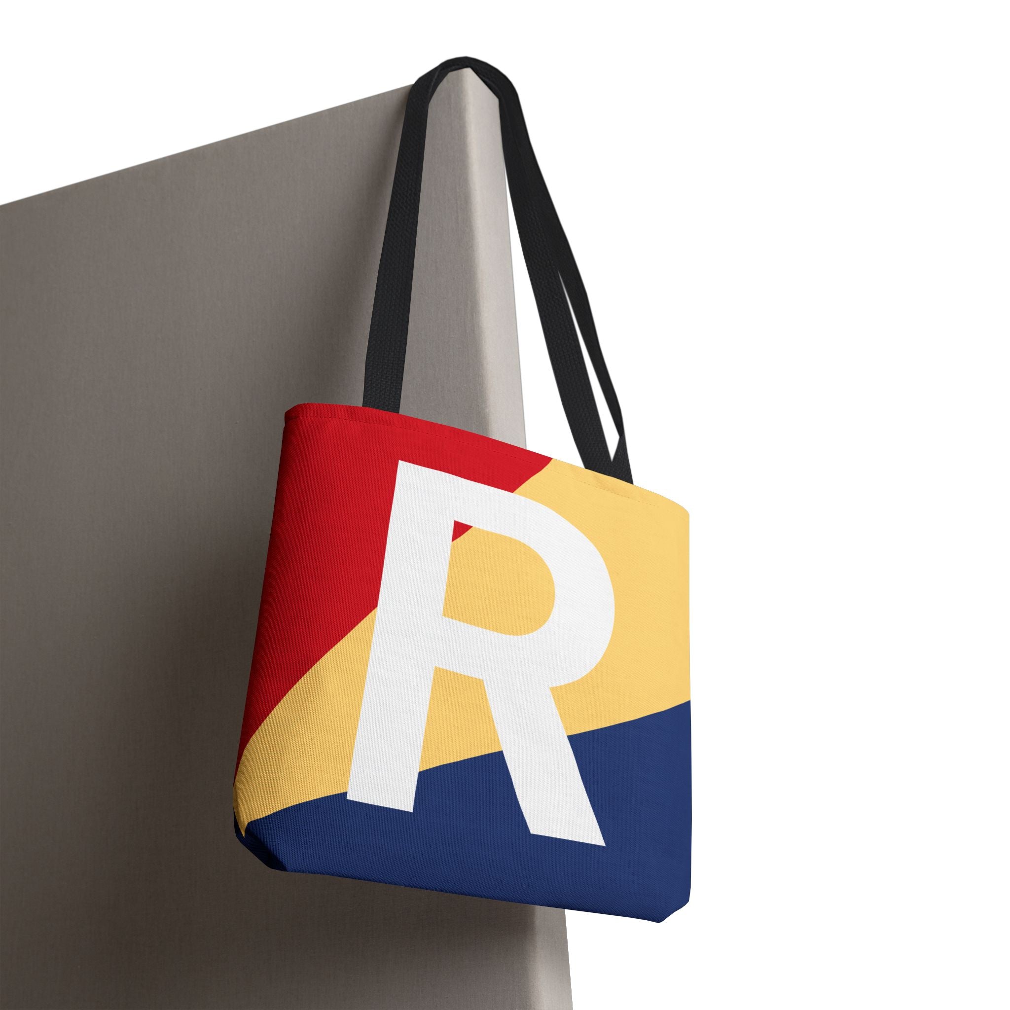 Monogram 'R' Colorblock Tote Bag — Personalized Initial R Shoulder Tote