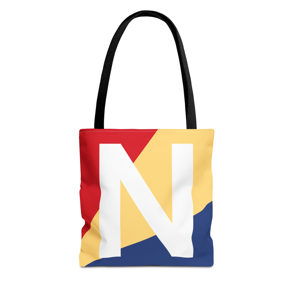 Monogram 'N' Colorblock Tote Bag — Personalized Initial N Shoulder Tote