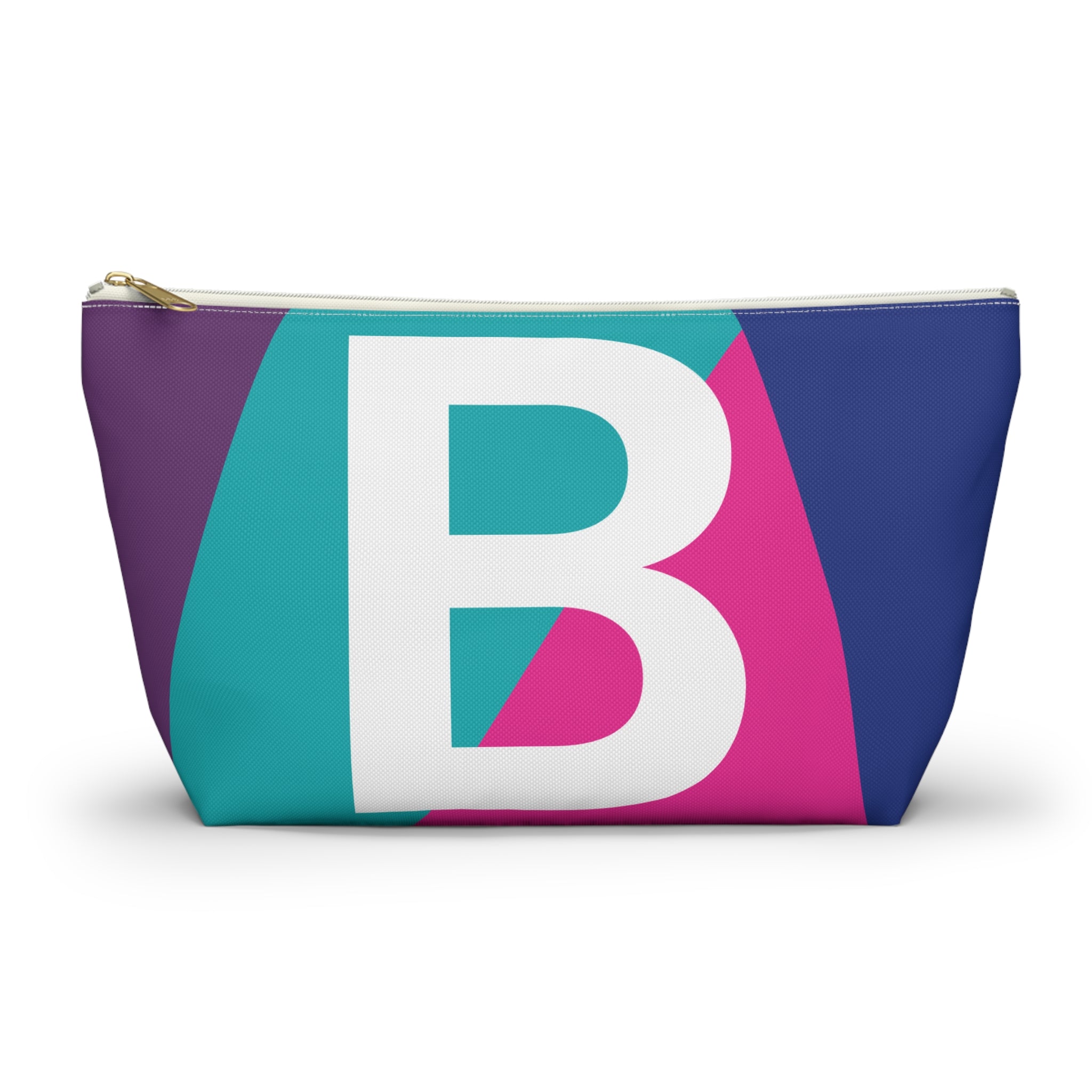 Initials Colorblock Accessory Pouch — Monogram B T-Bottom Cosmetic Bag