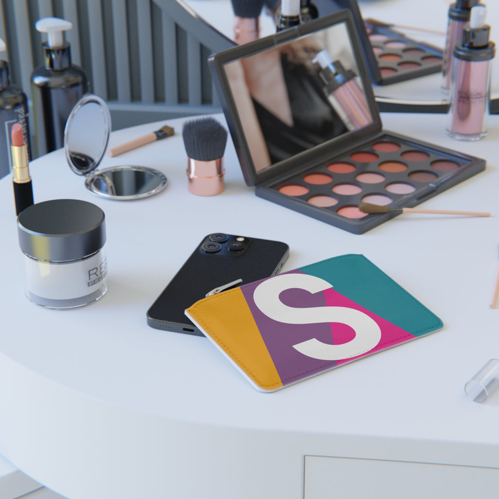 Initial S Mini Clutch — Colorblock Monogram Wristlet Wallet