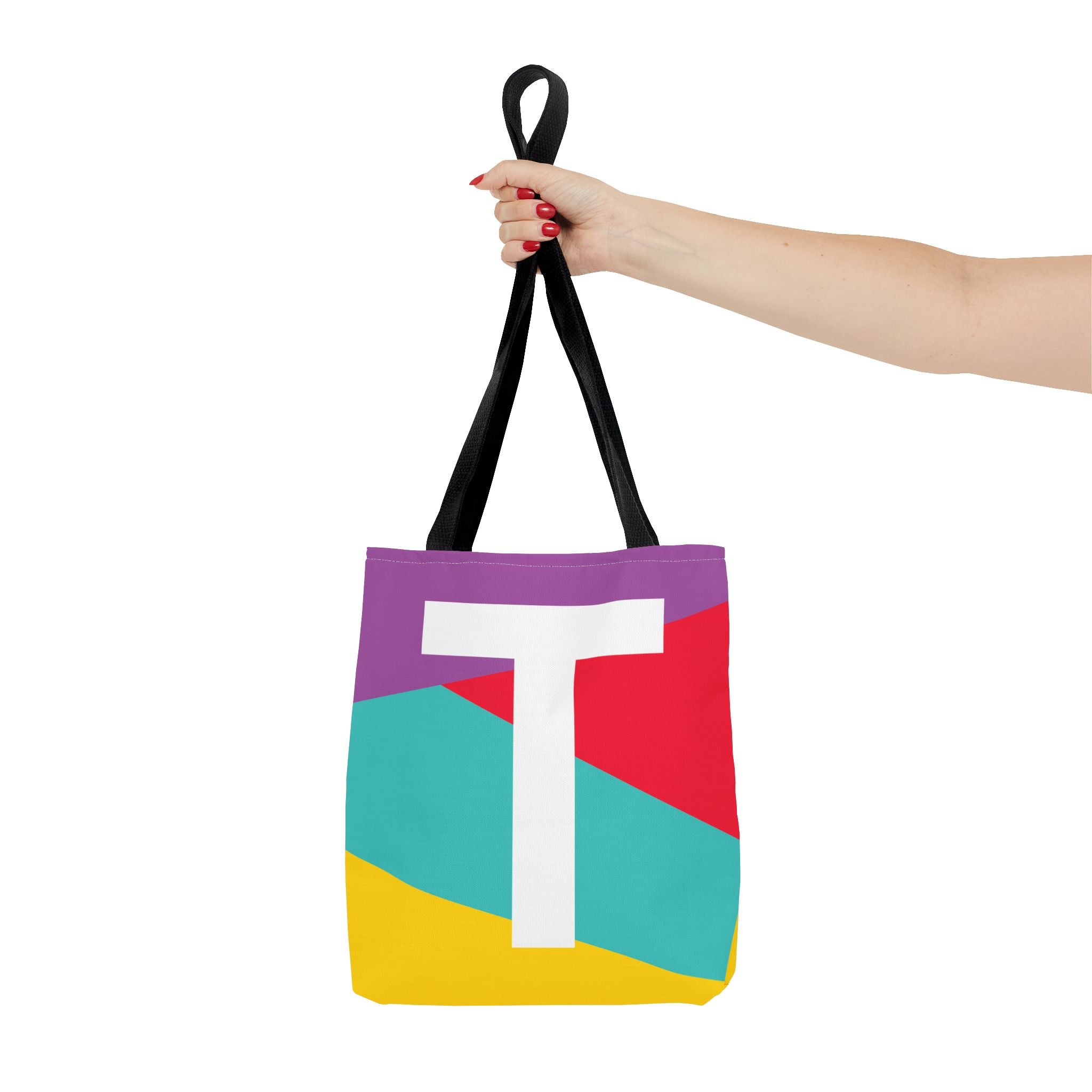 Monogram 'T' Colorblock Tote Bag — Personalized Initial T Shoulder Tote