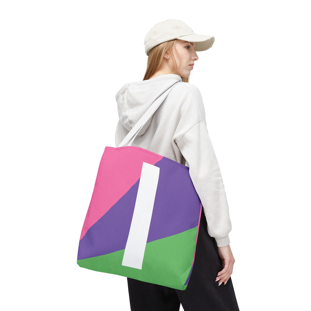 Monogram 'I' Colorblock Tote Bag — Personalized Initial I Shoulder Tote