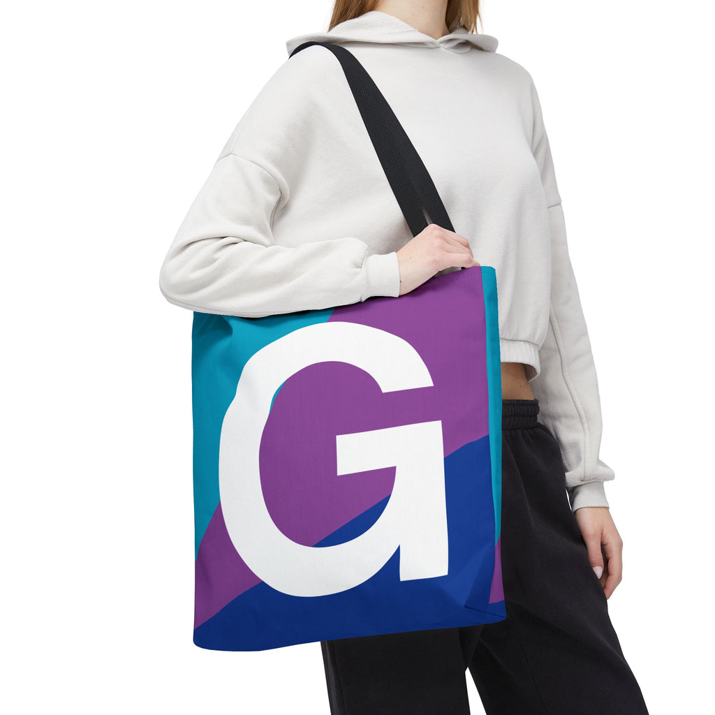 Monogram 'G' Colorblock Tote Bag — Personalized Initial G Shoulder Tote