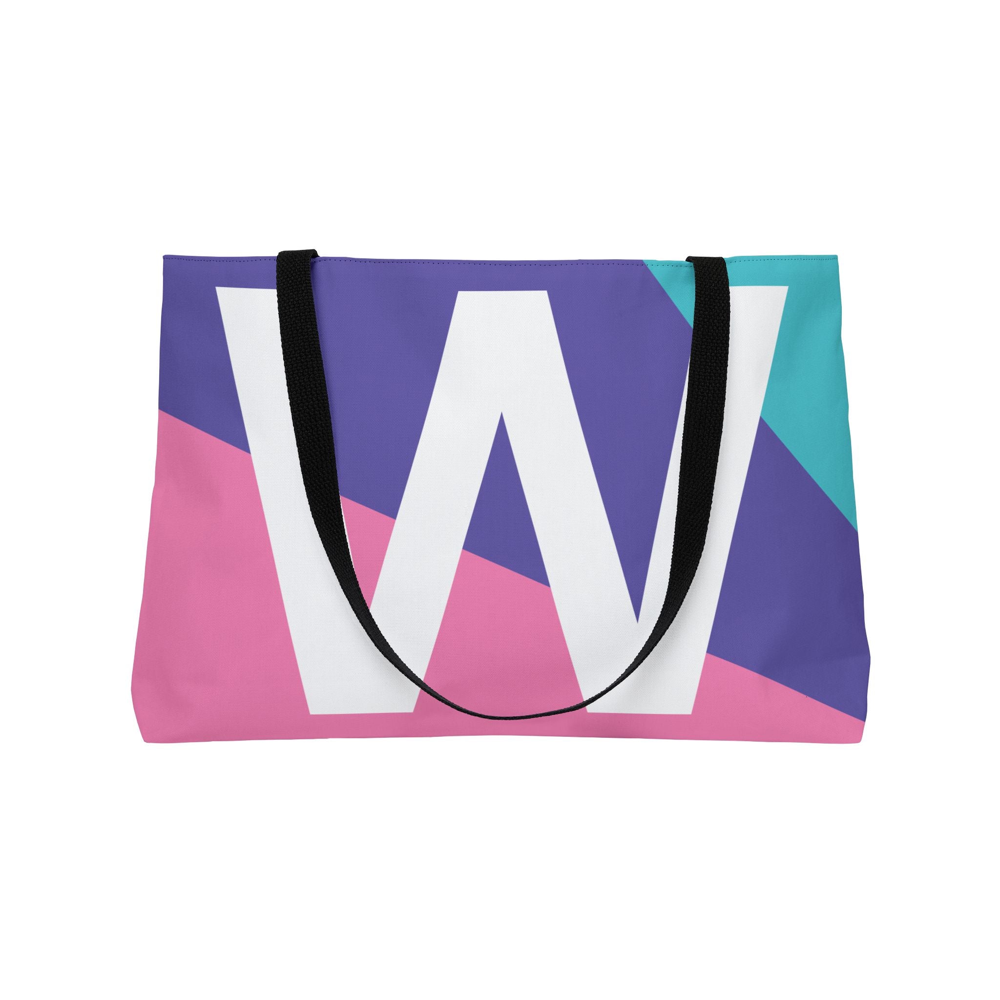 Personalized 'W' Colorblock Tote Bag — Monogram Weekender Tote