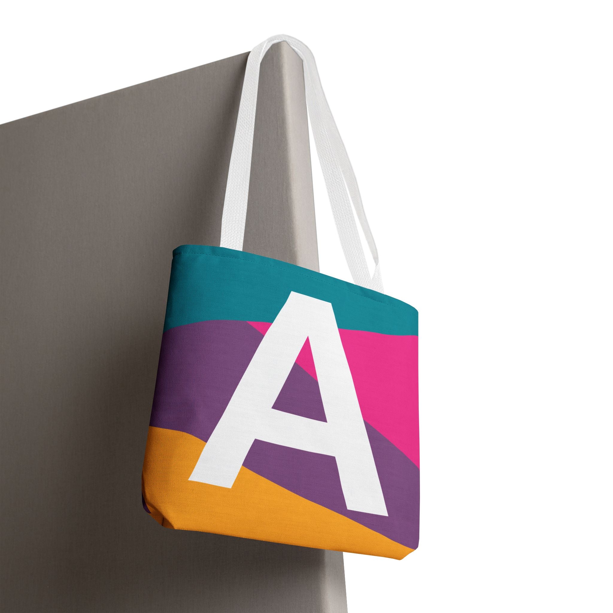 Monogram 'A' Colorblock Tote Bag — Personalized Initial A Shoulder Tote