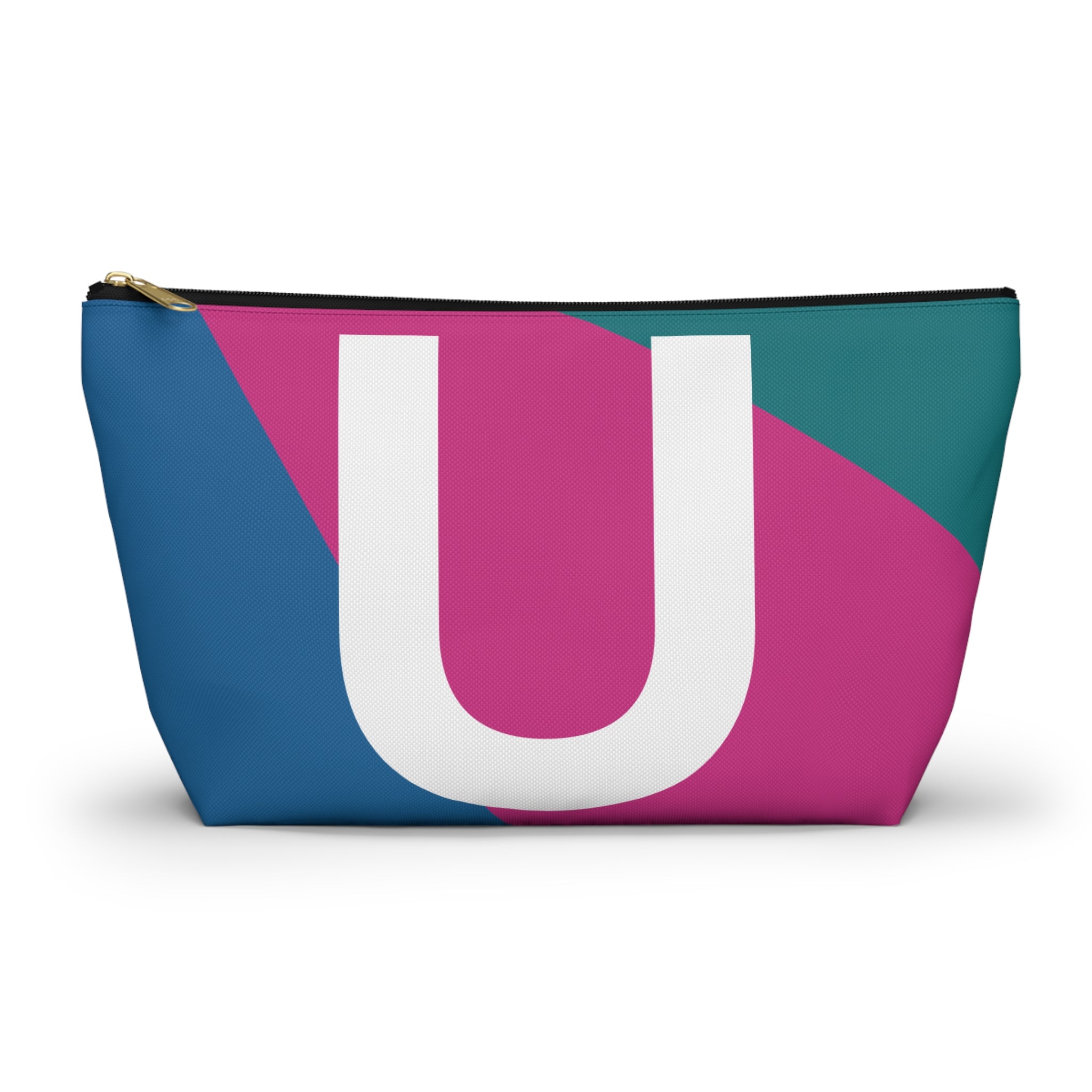 Initials Colorblock Accessory Pouch — Monogram U T-Bottom Cosmetic Bag