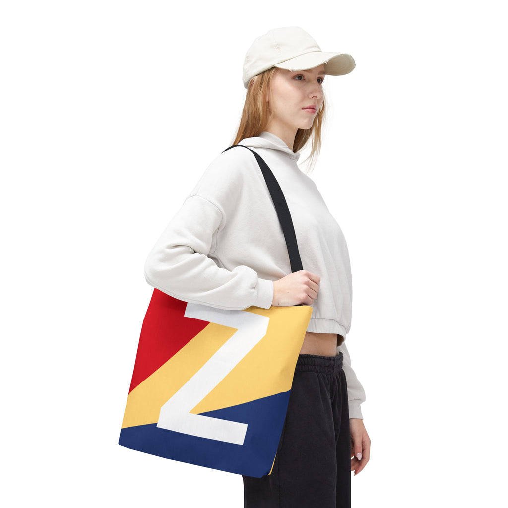 Monogram 'Z' Colorblock Tote Bag — Personalized Initial Z Shoulder Tote