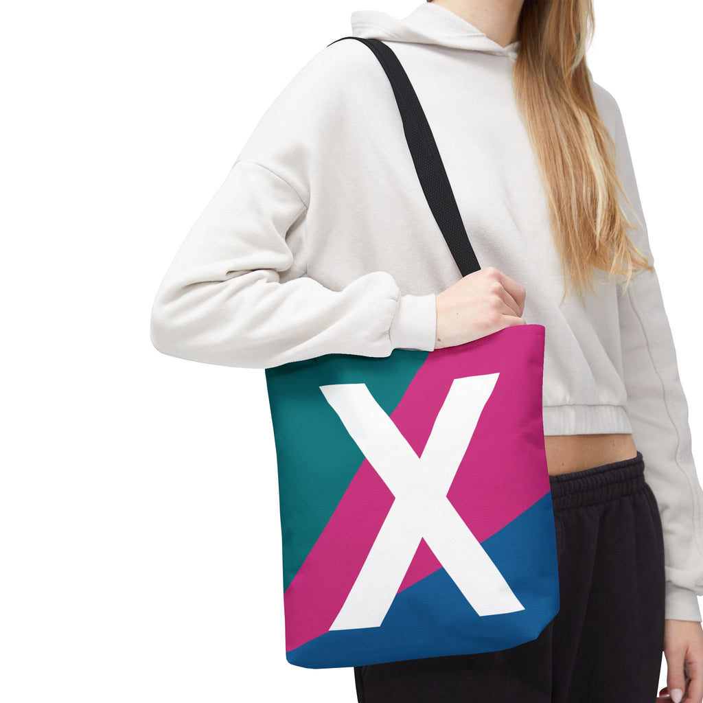 Monogram 'X' Colorblock Tote Bag — Personalized Initial X Shoulder Tote
