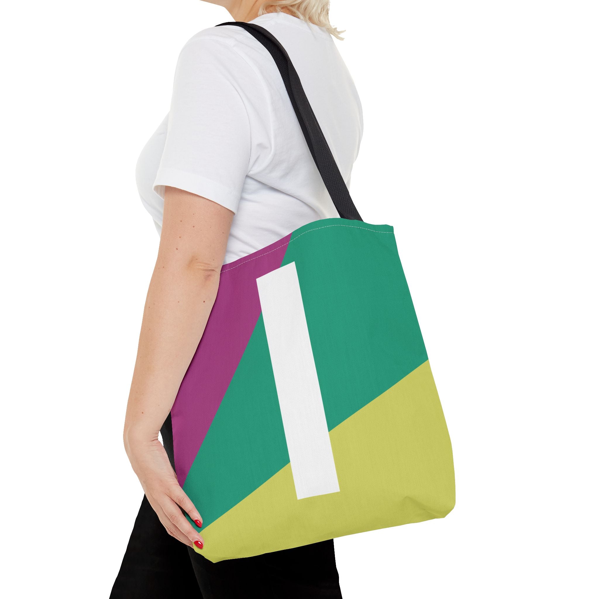 Monogram 'I' Colorblock Tote Bag — Personalized Initial I Shoulder Tote