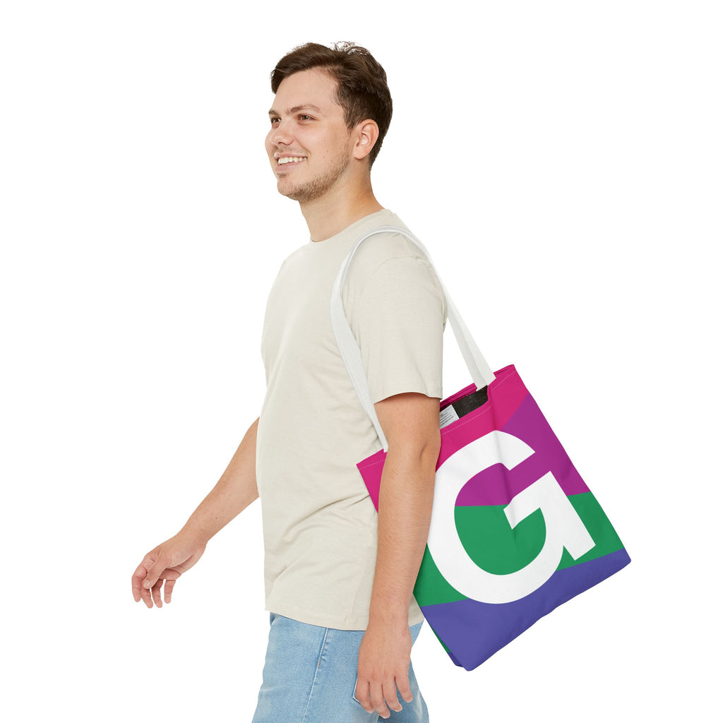 Monogram 'G' Colorblock Tote Bag — Personalized Initial G Shoulder Tote