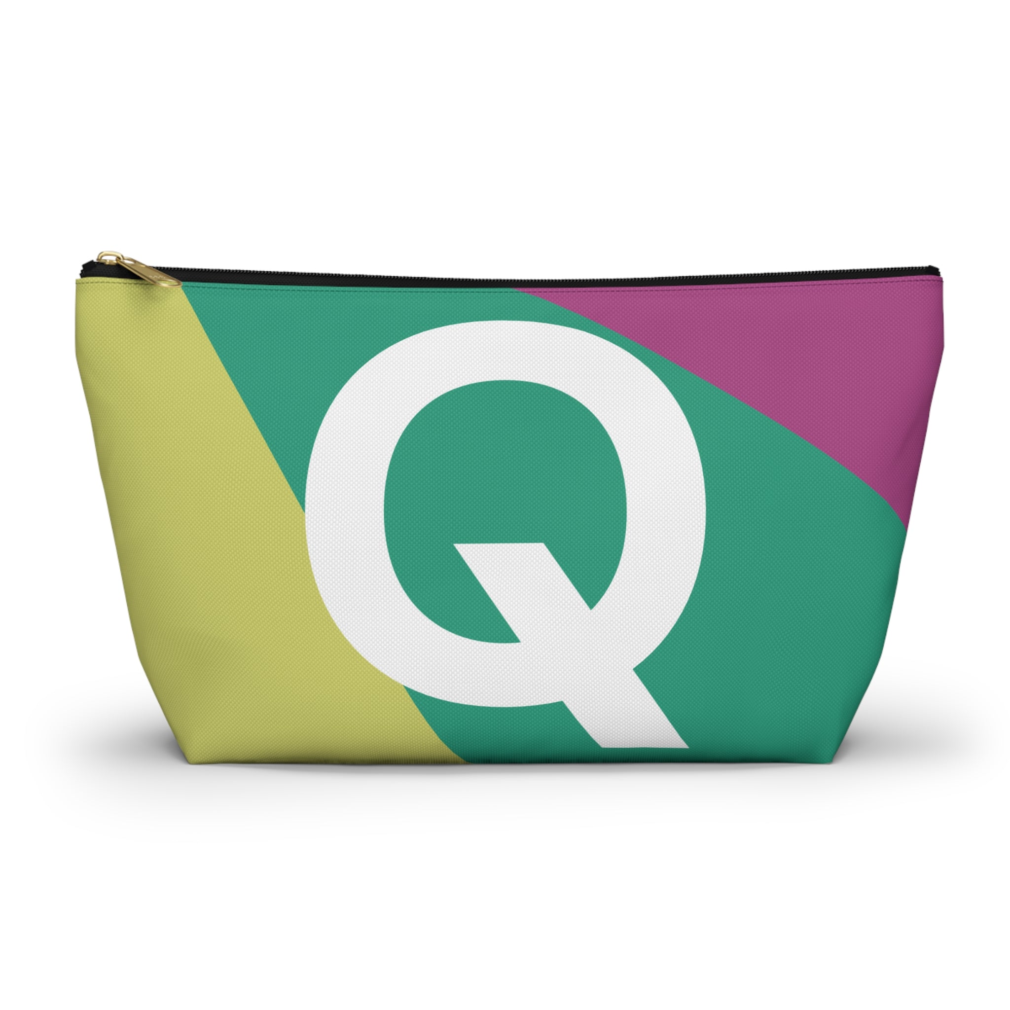 Initials Colorblock Accessory Pouch — Monogram Q T-Bottom Cosmetic Bag